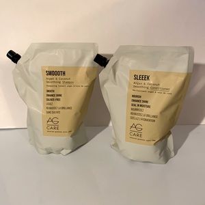 AG Care Smooth and Sleek Argon, Coconut Shampoo/Conditioner Set 33.8 oz refill